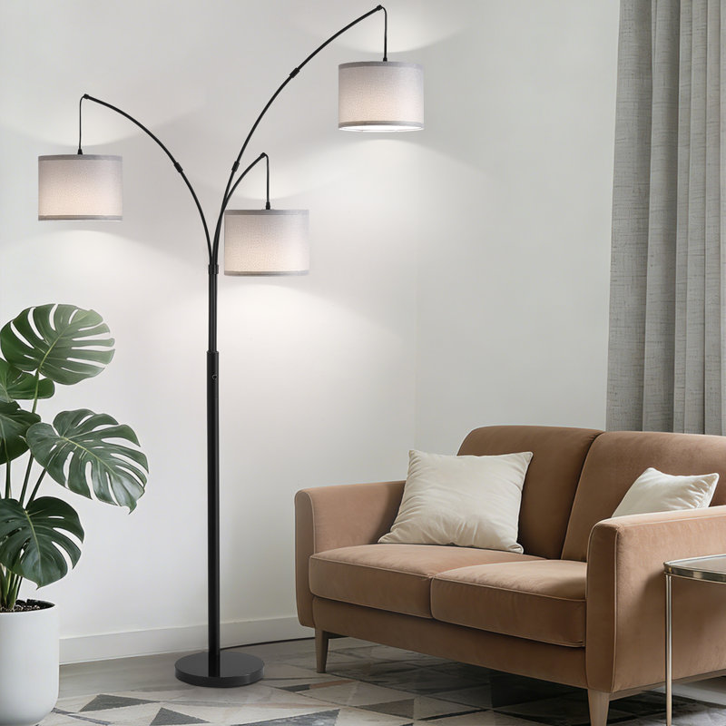 Lampe sur pied 80 po à 3 lumières à intensité variable de 3 couleurs à température variable avec télécommande, Noir, Gris