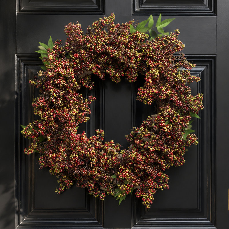 Faux Plastic Wreath, Black