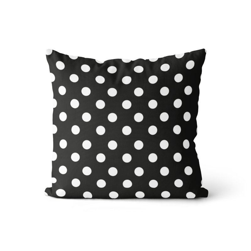 Polka Dots Throw Pillow, Black / White, 18" x 18"