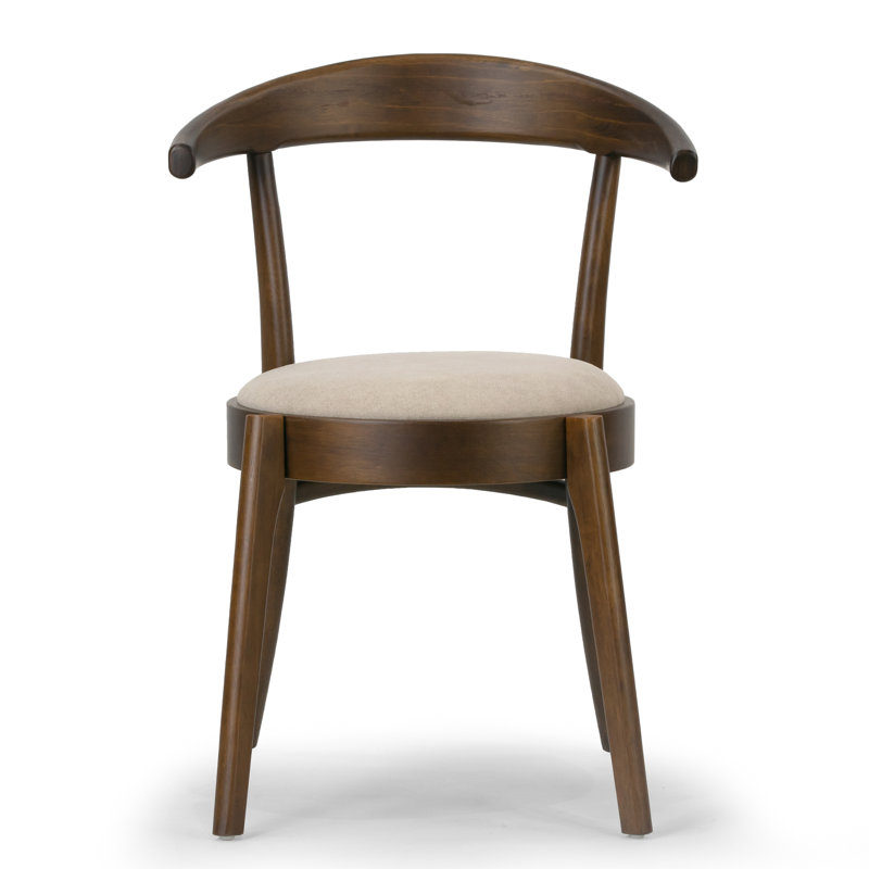 Baca 18.5'' H Fabric Upholstered Armchair, Walnut Frame with Beige Seat