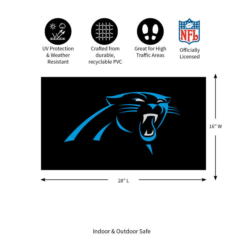 Tapis polychrome en PVC, 16 po x 28 po, Carolina Panthers