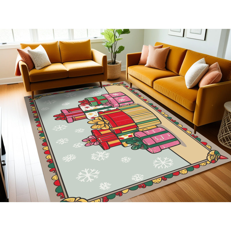 Tapis de Noël hiver lavable Ginza Six, Rectangle 7 pi x 9 pi