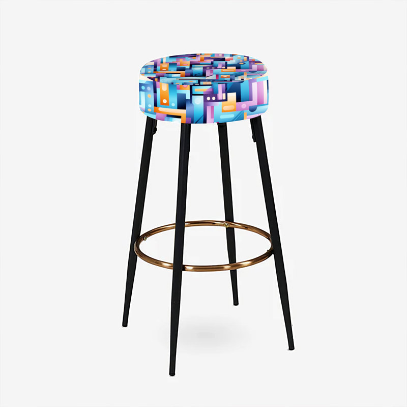 Ensemble de 2 tabourets de bar géométriques mauve et bleu