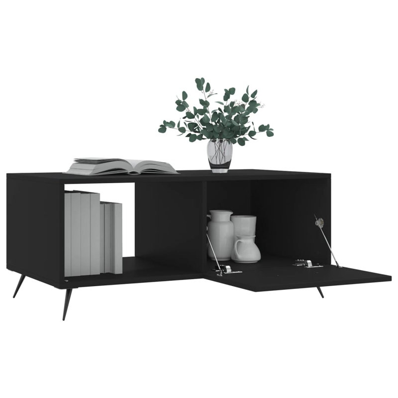 Arnaldo Four Leg Coffee Table with Storage, Black