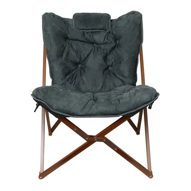 Kazuya Fabric Padded Dish Folding Chair Folding Chair, Gray Microfiber/Microsuede