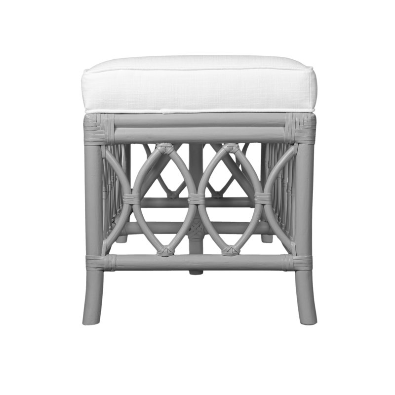 Lillian Rattan Geometric Bench, Light Gray