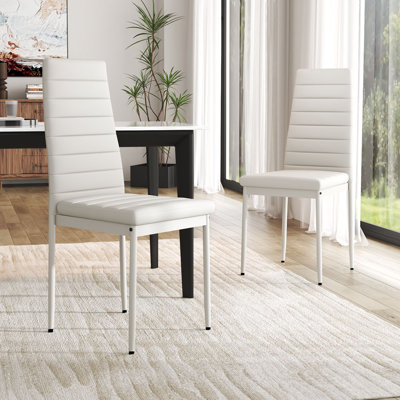 Adonia Upholstered Faux Leather High Back Dining Chairs