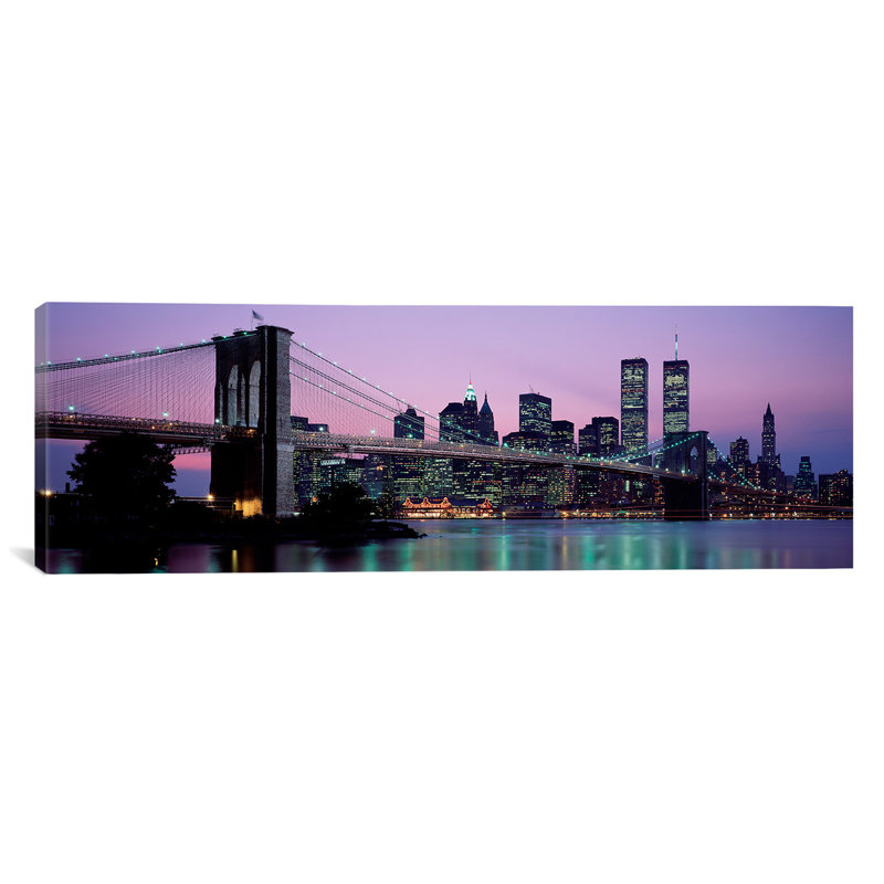 "panoramic brooklyn bridge new york ny usa— reproduction de photo sur toile tendue, H 24 po x l 72 po x P 1,5 po