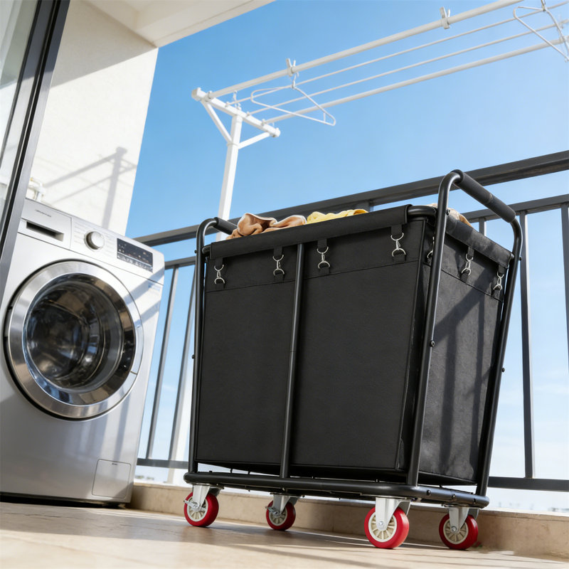 Washing Cart, Large Wheeled Washing Cart -300L Heavy-Duty Washing Sorting Machine With Rolling Basket, Suitable For Home/Hotel/Industrial Use