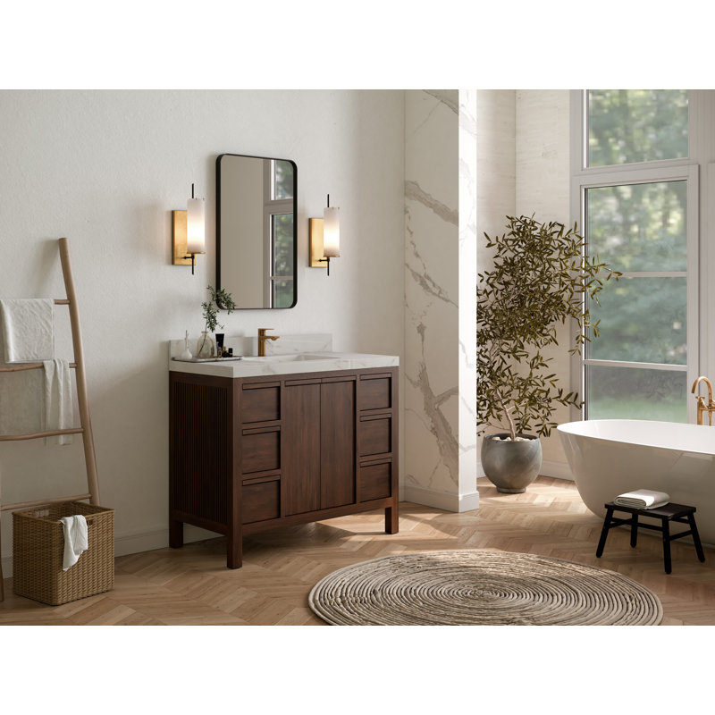 Ensemble de meuble-lavabo simple 42 po Elizabeth, Quartz de Carrare
