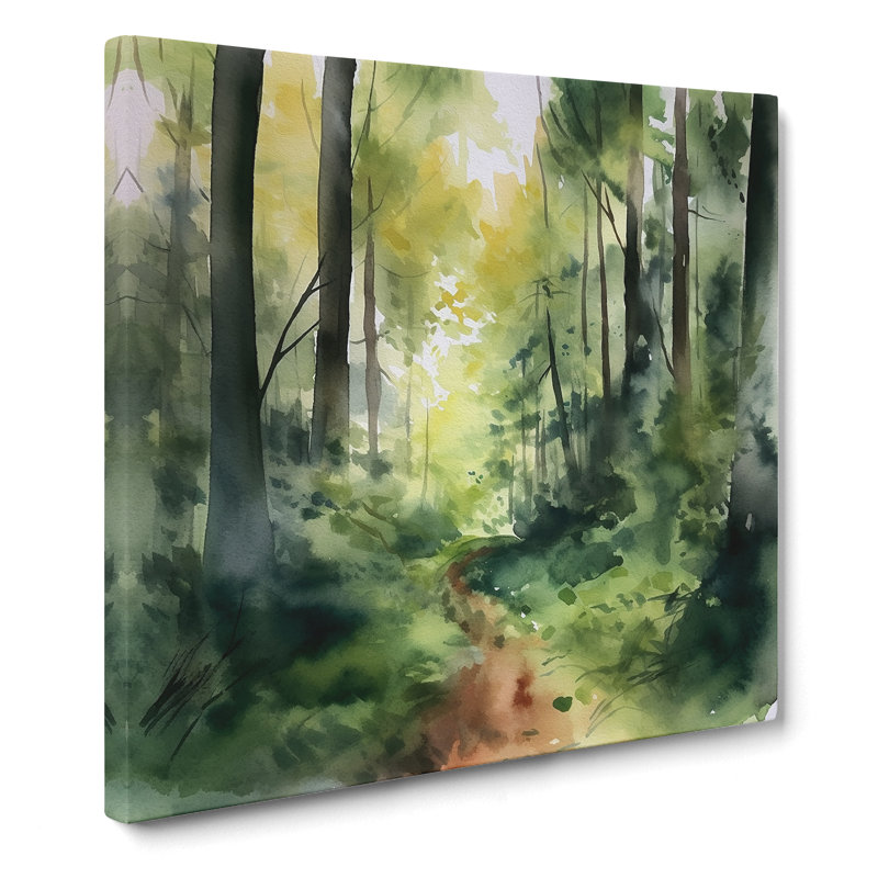 Forest Watercolour No.2 - Wrapped Canvas, 35cm H x 35cm W x 3cm D