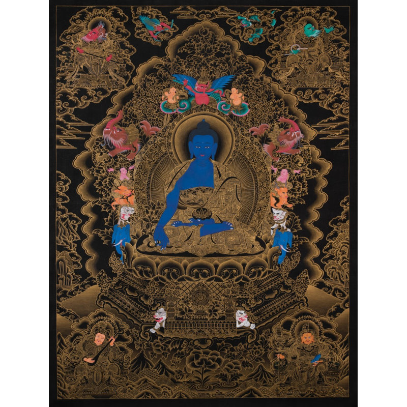 Bouddha de la médecine Thangka (Thangka sans brocart)