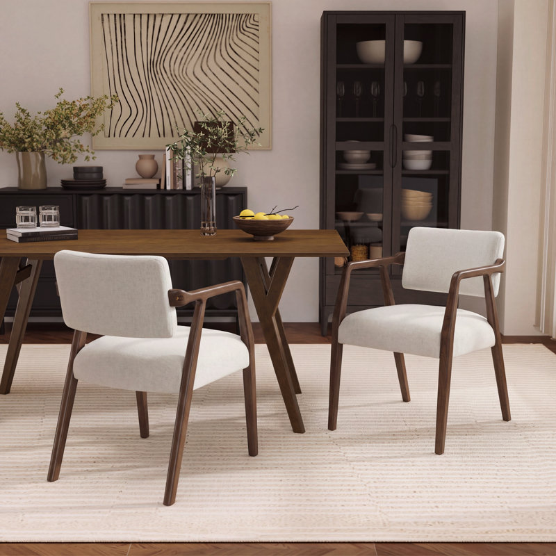 Ensemble de 2 chaises de salle à manger rembourrées confortables, en bois d'hévéa, de style moderne pour la cuisine.