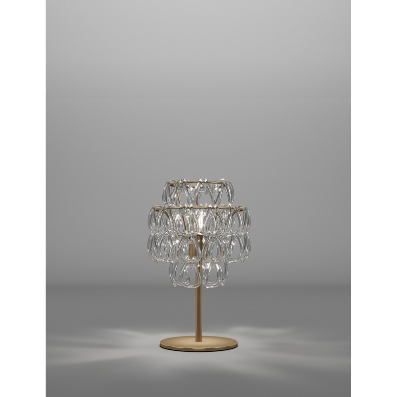 Minigiogali Table Lamp Crystal Smoky Glossy Chrome E26 Ul, Crystal Transparent, Matte Bronze
