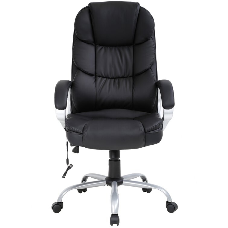 Inbox Zero Reclining Office Chair with Footrest Upholstered Desk Chair with  Padded Armrest Adjustable Black & Reviews