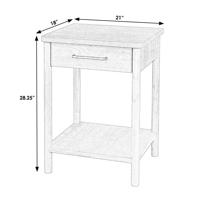 Lennon 1 Drawer Rounded Leg Nightstand, Dark Brown
