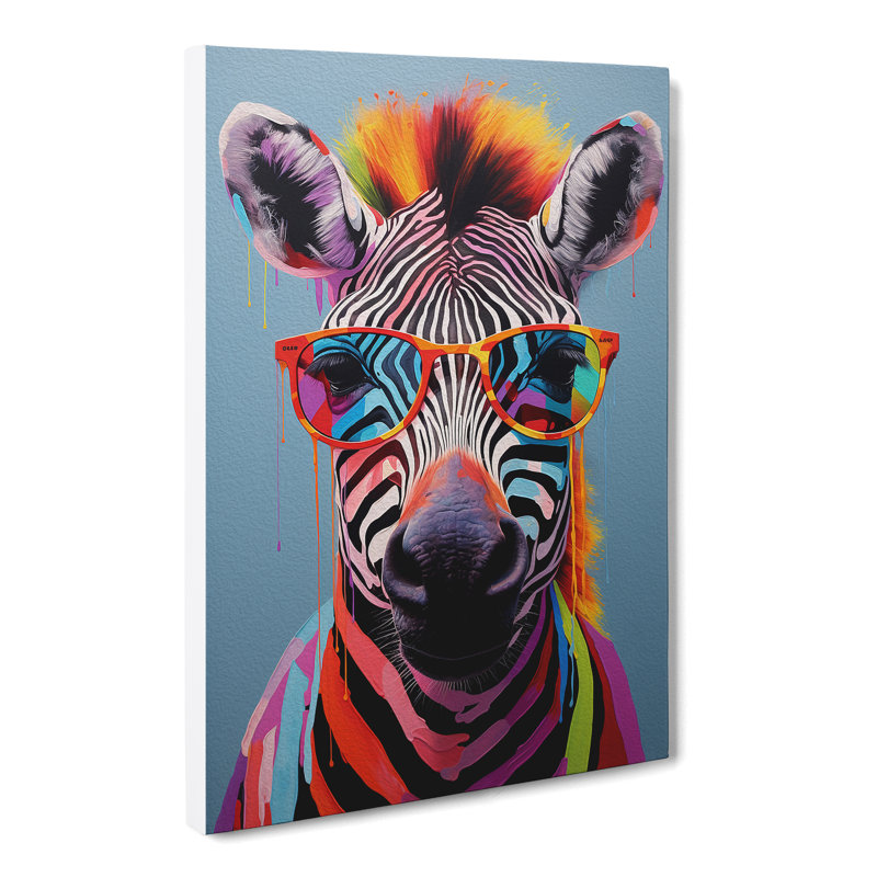 Zebra With Glasses - No Frame Print, 50cm H x 35cm W x 3cm D