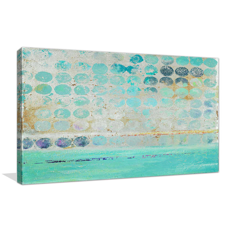 Dots On Silver par - Peinture, Toile tendue, H 28 po x l 48 po x P 1,5 po