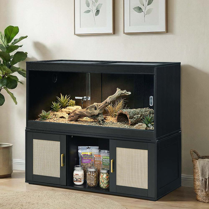 Support pour réservoir de reptile 50-110 gallons pour terrarium ou empileur, 18''H x 47.5''W x 23.5''D, Black