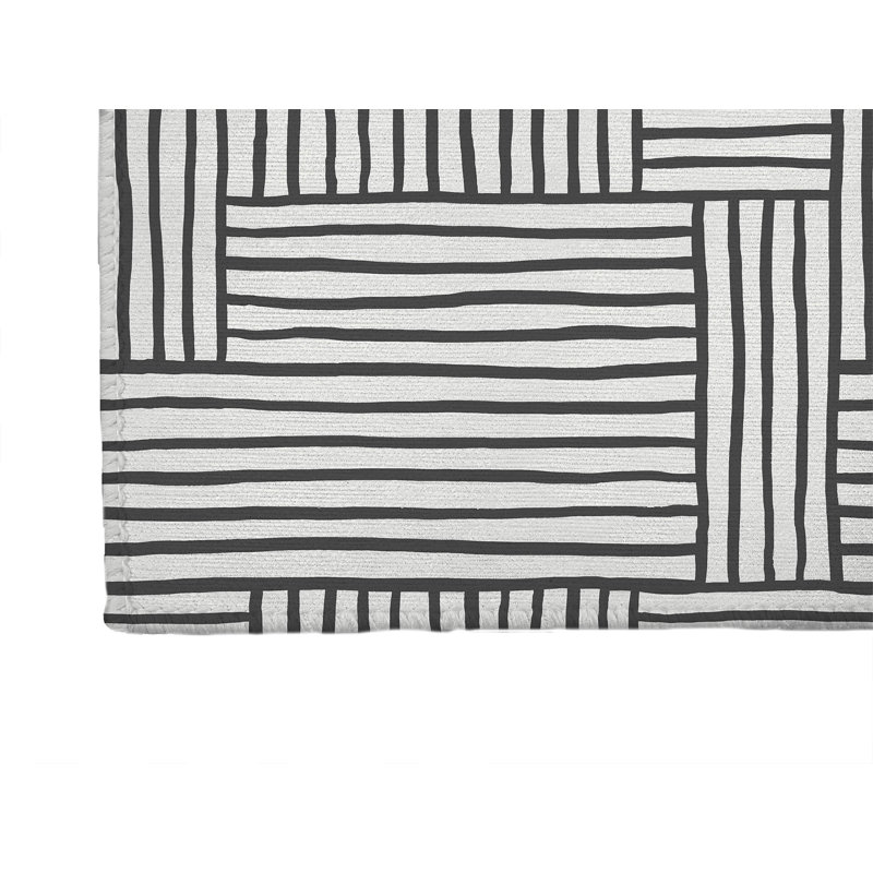 Grid Puz Kids Play Mat, Ivory/Charcoal, Rectangle 24" x 36"