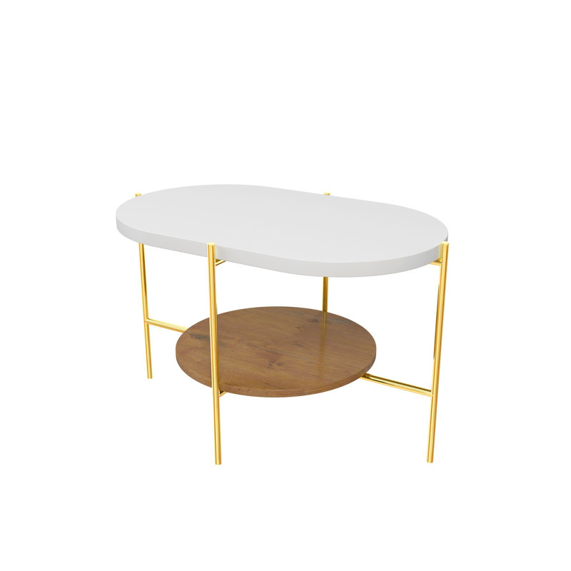 Borealis Coffee Table with Storage, White/Gold