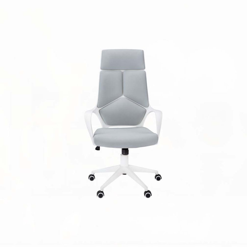 Office Chair,Adjustable Height,Swivel,Ergonomic,Armrests,Computer Desk,Work,Grey Mesh,White Metal,Contemporary,, White