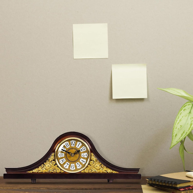 Analog Electric Tabletop Clock Brown Wood