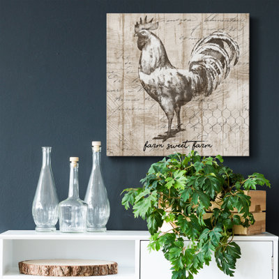 Farm Rooster - Toile tendue avec châssis de qualité supérieure - prête à être accrochée