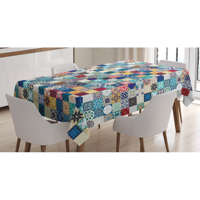 Moroccan Dining Room Kitchen Tablecloth, 70" L x 52" W