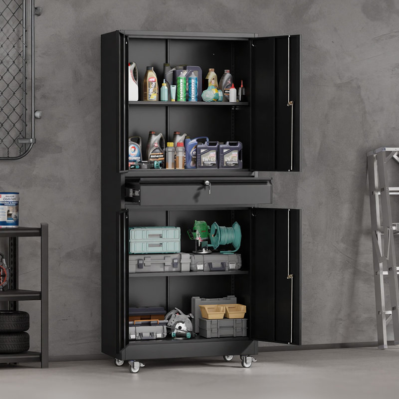 Armoire à outils 4 portes 1 tiroir avec roulettes