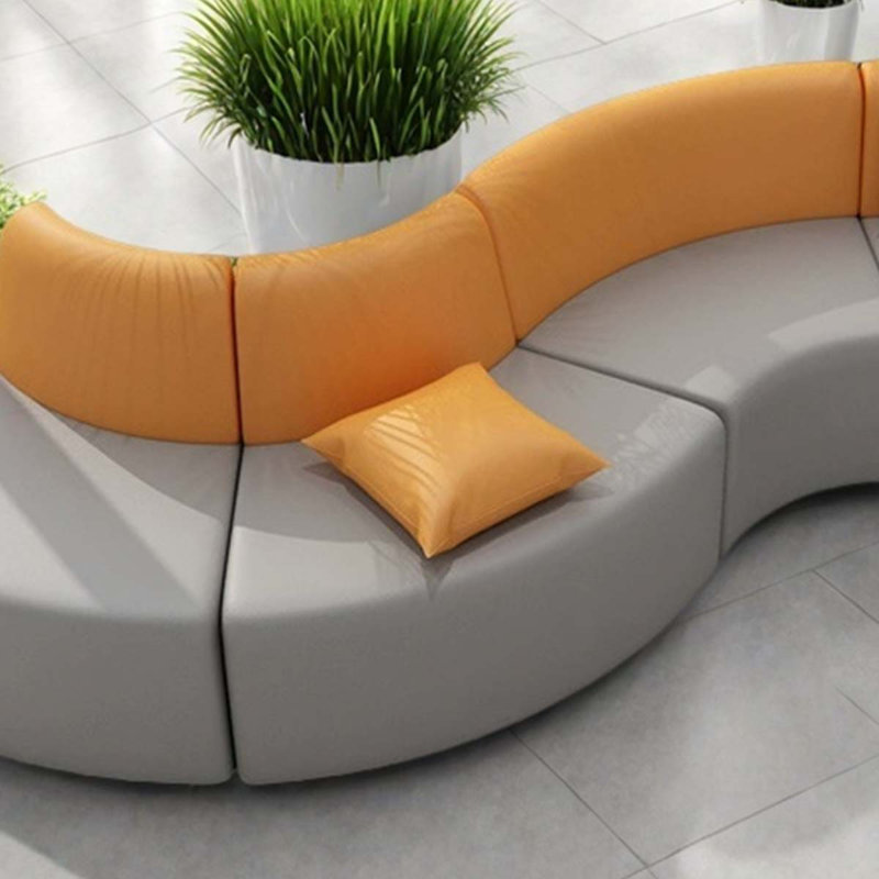 Curved module sofa gray spliced orange