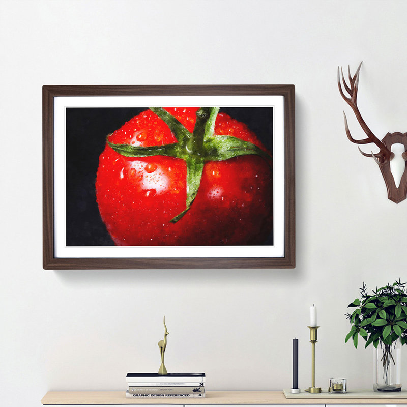 Red Tomatoes - Framed Print, 45cm H x 63cm W x 2cm D, Walnut Framed