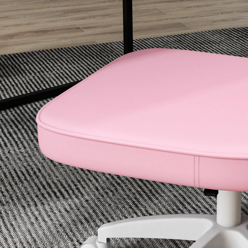 Fauteuil à dossier moyen rose pour tâches de bureau - Hauteur réglable, pivotant, cuir d'unité centrale, dossier d'équipement sans accoudoir, cuir