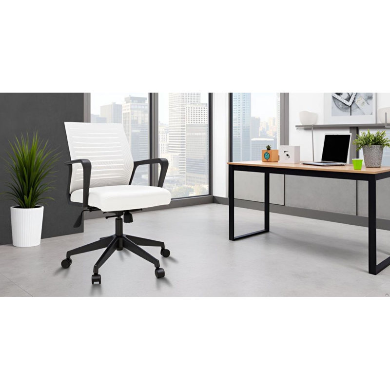 Motif Ribbed Back Office Task Chair with Arms, Light Gray, White
