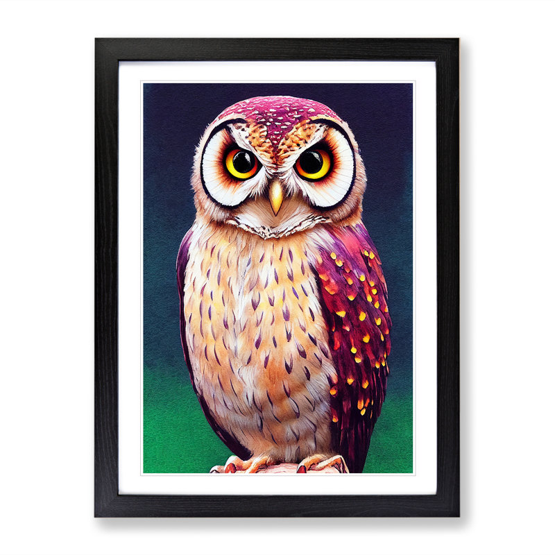 The Heavenly Owl - Single Picture Frame Print, Black Framed, 64cm H x 46cm W x 2cm D