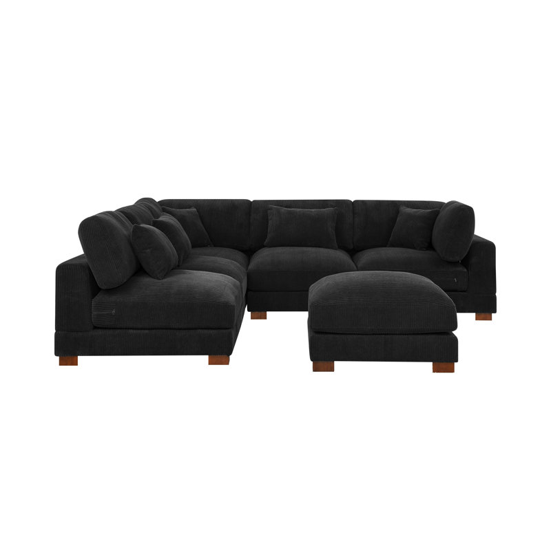 Moonwallow Modular Sectional, Black Corduroy