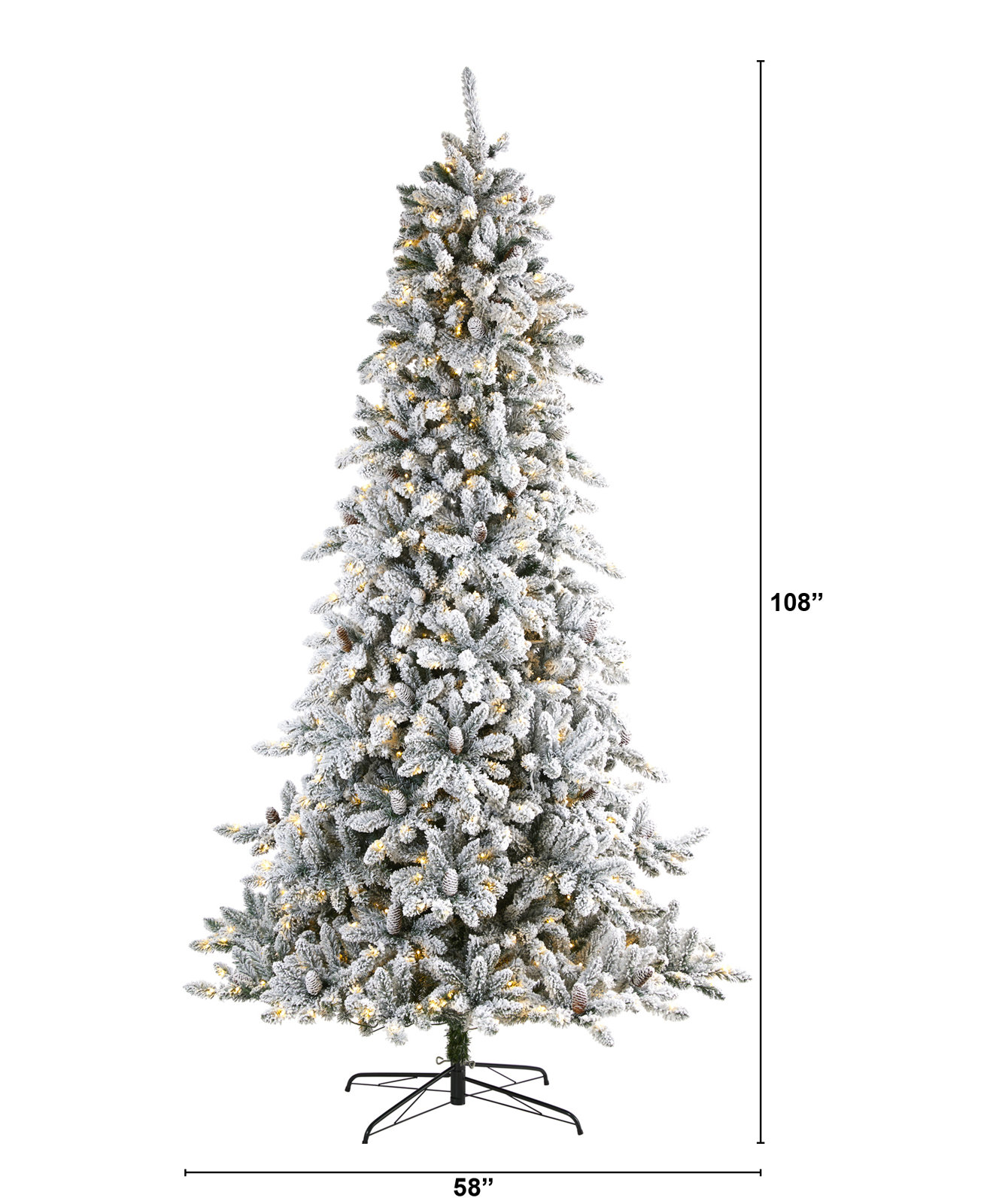 Lighted Artificial Christmas Tree, 9' H