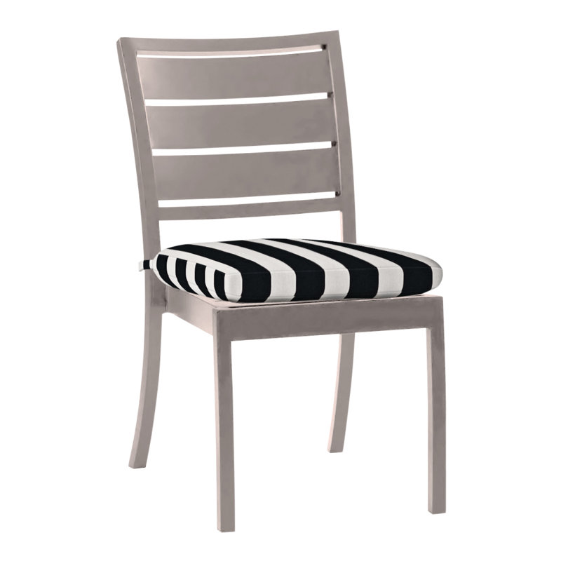 Chaise d'appoint en aluminium Charleston - Huître, Pas de soudure, Cabana à rayures minuit, Huître