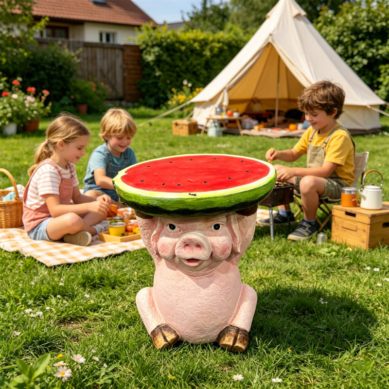 13.39" High Cute Pig Side Table