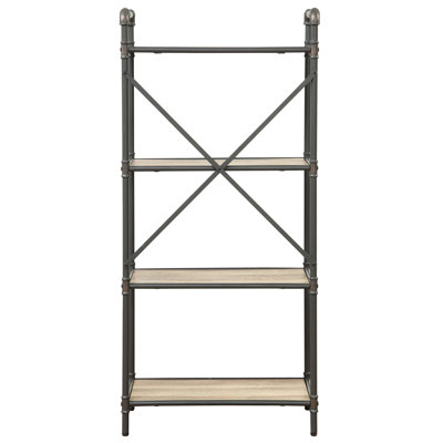 Bibliothèque 4 pièces au style distinctif de style chêne antique et gris sable