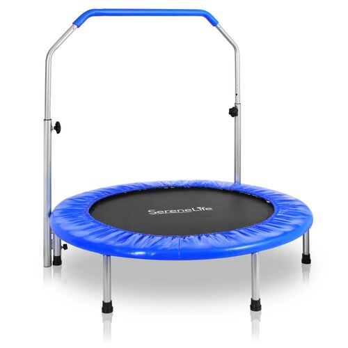 SereneLife 3.8' Foldable Round Fitness Trampoline with Handlebar ...