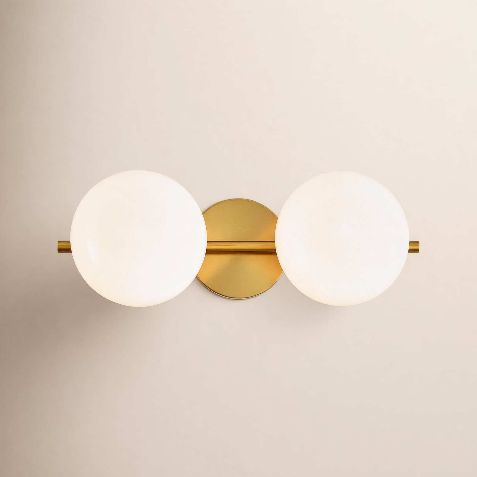 Vibi 2 Light Frosted Dimmable Vanity Light, Burnished Brass