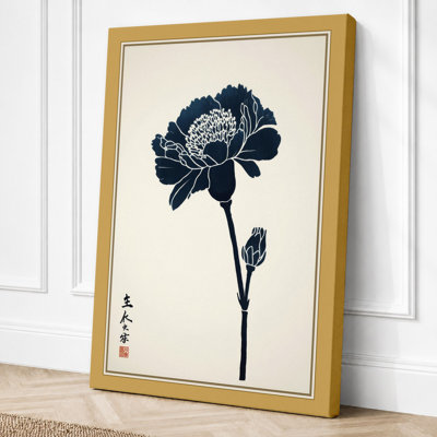 Carnation in Ink Japandi - Wrapped Canvas