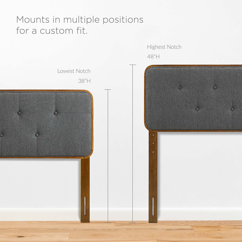 Lit plateforme Bridgette, Simple, Noyer et gris anthracite