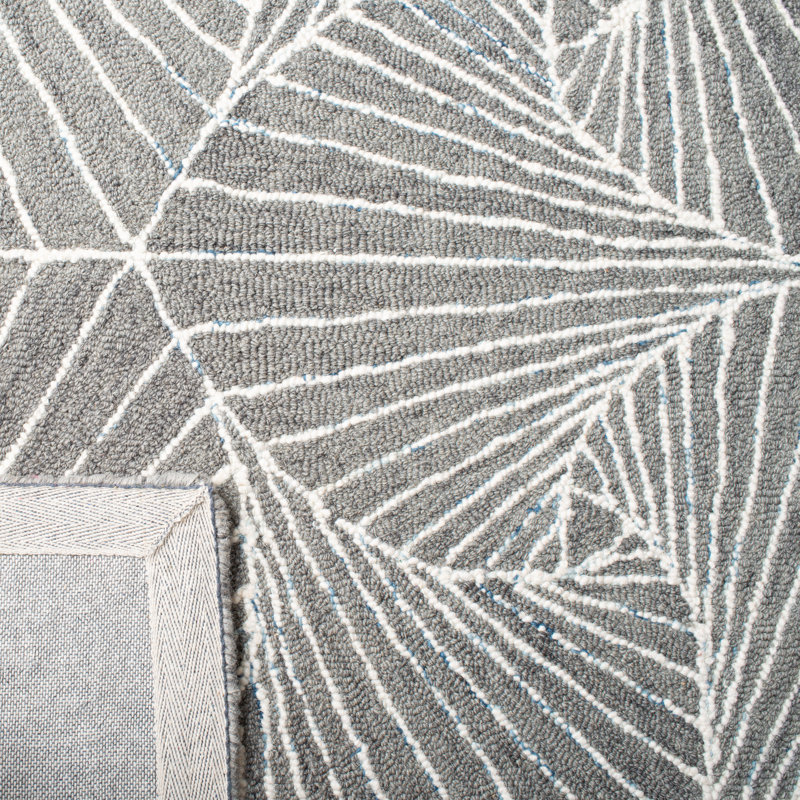Tapis gris / ivoire en laine et coton touffetés à la main Anakin, Rectangle 4 pi x 6 pi