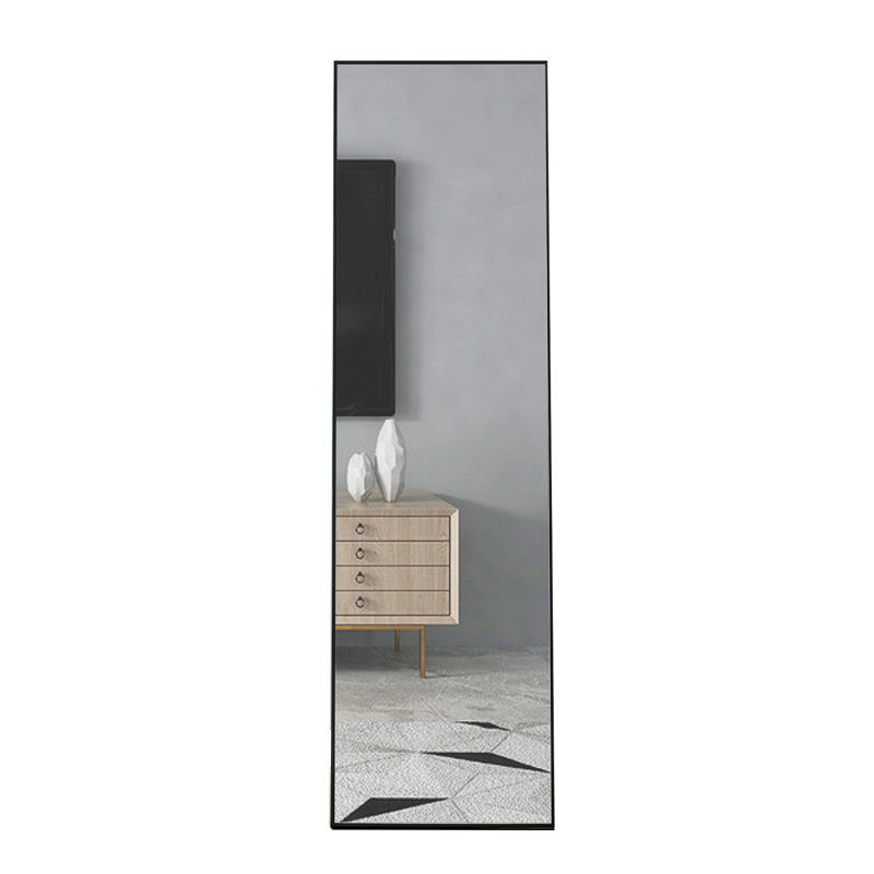 Quinnisha Rectangle Mirror, 60" H x 17" W, Black, Solid Wood