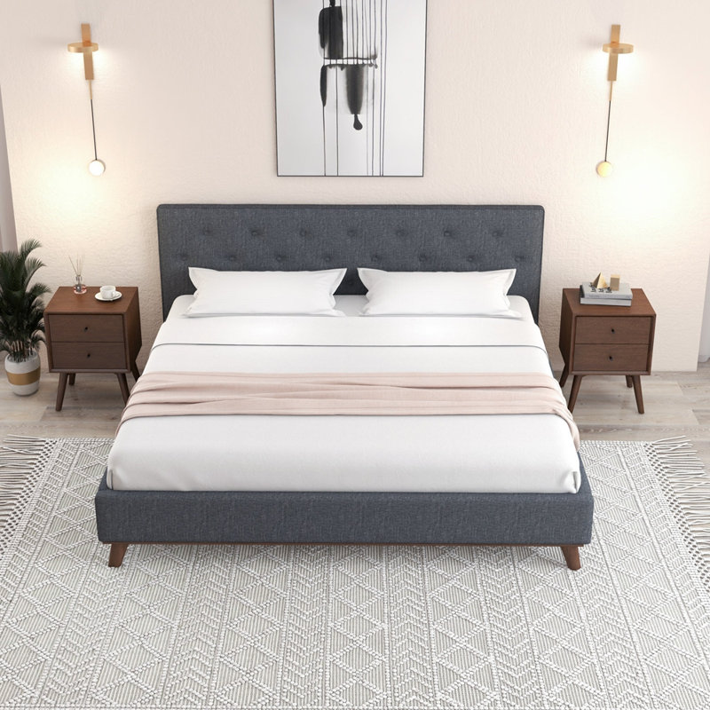 Lit plateforme très grand Graceville, gris