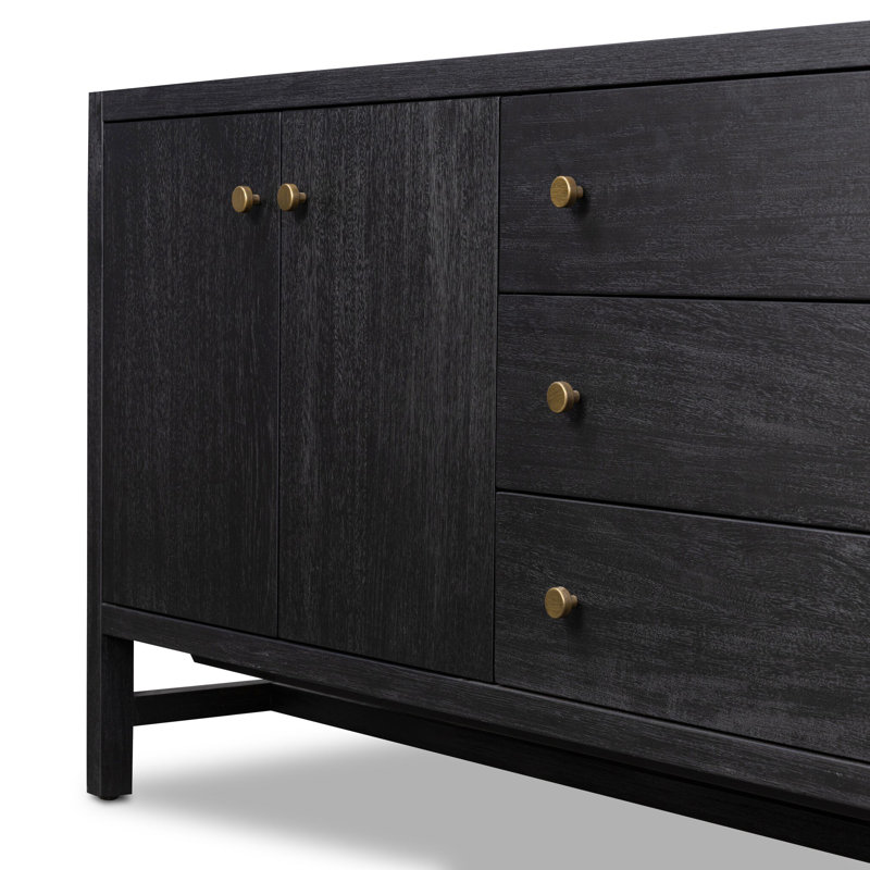 Sullivan Media Console-Saddle Tan, Black Acacia Veneer