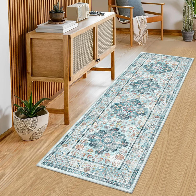 Area Rug, Blue/Red/Yellow, Runner 2' x 5'11"