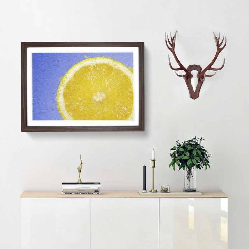 Lemon Slice - Picture Frame Painting Print, 27cm H x 36cm W x 2cm D, Walnut Framed